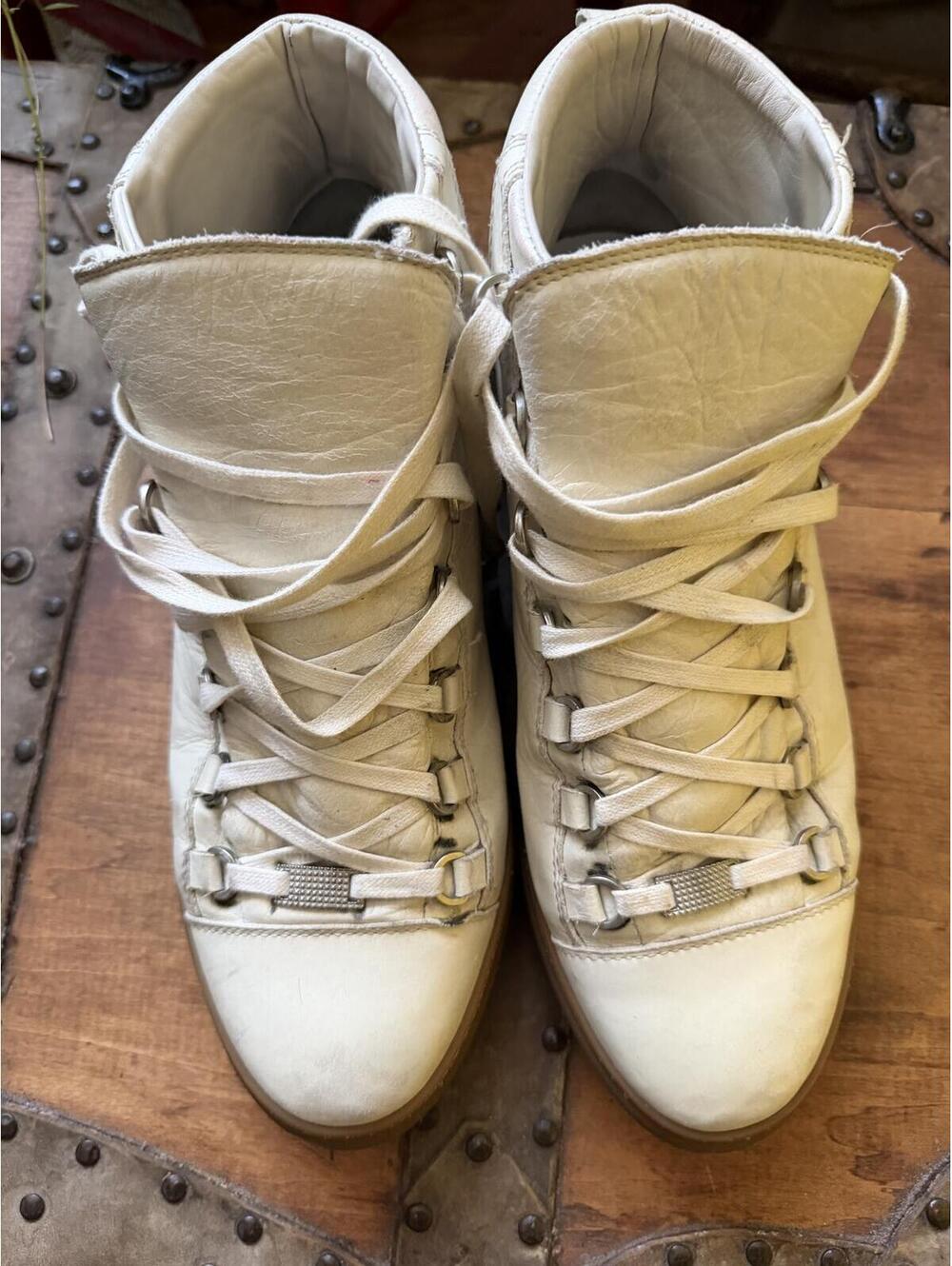 White Balenciaga High-Top Leather Sneakers EU 43